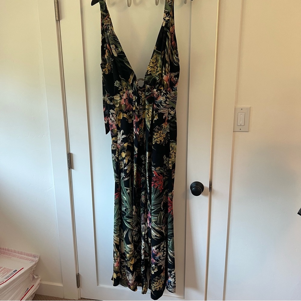 Black Floral Luxxel Jumpsuit - Size Large